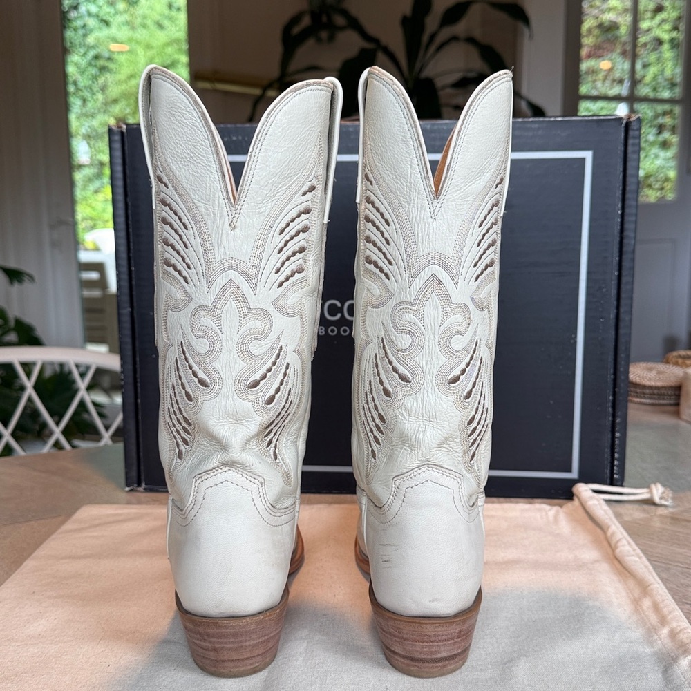 LUCCHESE Evangeline Leather Cowboy Boots in Wheat Glitz sz 7.5 EUC - Picture 6 of 14